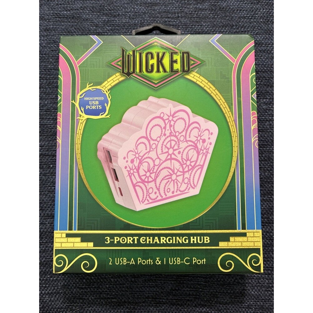 NEW Wicked Glinda's Crown Pink Charging Hub ~ 3-Port (2) USB-A / (1) USB-C